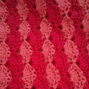 Handmade Pink and Hot Pink Crochet Blanket